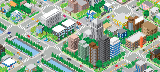街並みの立体図. 都市の景観.