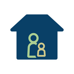 親と子どもが家にいるアイコンイラスト