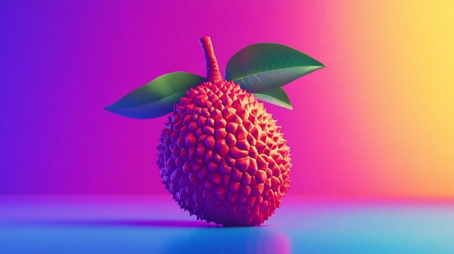 Vibrant durian studio shot, colorful backdrop, food ad
