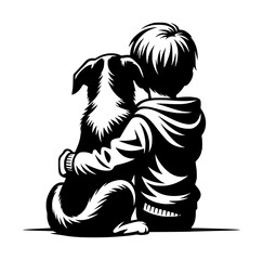 Dog Boy Kid Love Hug Outdoors Animal