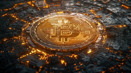 Obraz premium Bitcoin Digital Circuit, Centralized