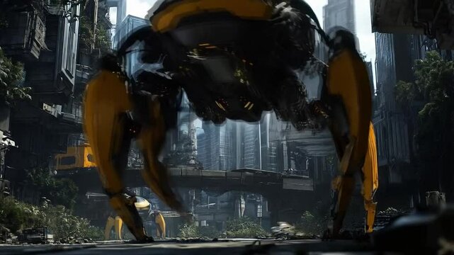 The four-legged robot navigated the desolate streets of the dead city, searching for signs of life.