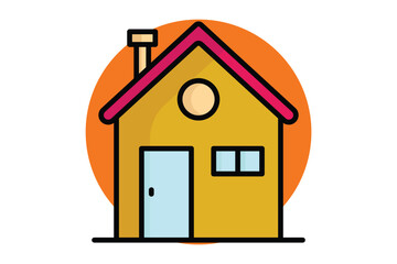 House icon. colored outline icon style. icon related to furniture. furniture elements vector illustration