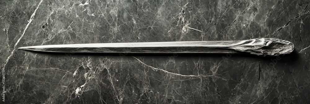 Fototapete elegant gray marble texture with subtle white veins showcasing a sleek knife on its surface, perfect