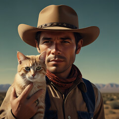 cowboy with cat