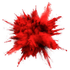 Vibrant Red Powder Explosion On A Transparent Backdrop, Ideal For Adding A Burst Of Color To Your Project