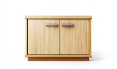 Elegant Wooden Cabinet with Double Doors on a Clean White Background Perfect for Interior Design Presentations
