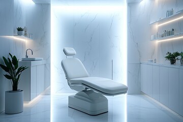 A pristine modern medical or spa treatment room interior display
