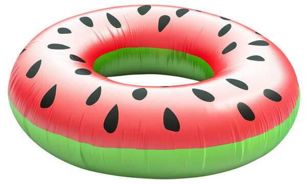 Aufblasbarer Schwimmring in Wassermelonen-Optik, freigestellt.