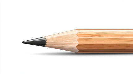 Close-up of wooden pencil tip on white background for educational and artistic design