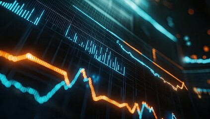 Futuristic stock market charts