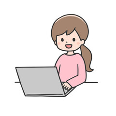 パソコンを操作する女性