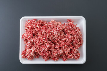 国産和牛　ミンチ　牛肉100%　俯瞰　Japanese beef, minced meat, 100% beef, bird's-eye view