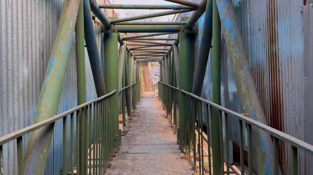 Pedestrian bridge overpass flyover iran downtown tehran architecture cityscape daytime steel urban foot landmark outdoor pedestrian crossing people walking skyline street sunny travel middle east asia