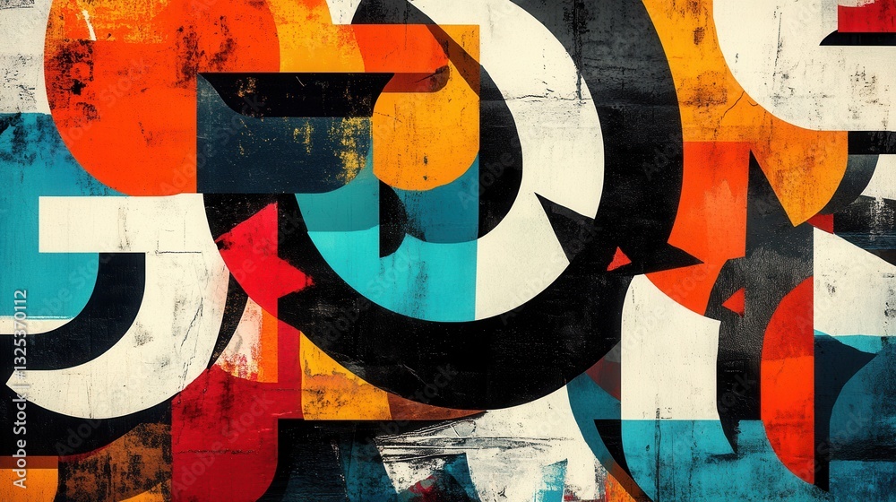 Fototapete bold modern typographic background featuring oversized abstract text in striking color contrasts for