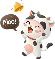 Naklejka premium Cute Kawaii kitten cartoon character in animal costume brings charm, playfulness, and delightful joy. 