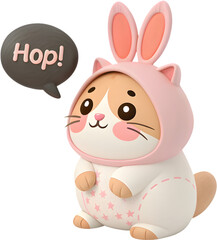 Naklejka premium Cute Kawaii kitten cartoon character in animal costume brings charm, playfulness, and delightful joy. 