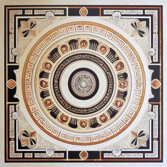 Fototapeta premium Greek meander mandala with classical key patterns and decorative friezes