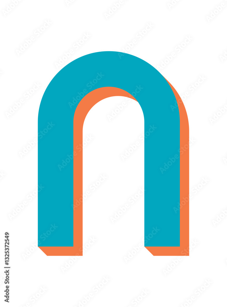 Wall mural bold abstract geometric shape with shadow. modern icon and flat figure. a minimalist element, this b