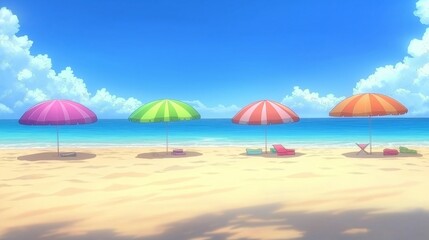 Fototapeta premium summer beach landscape anime background