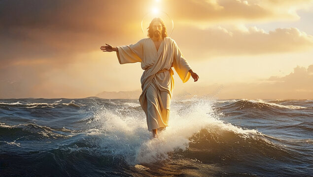 Miracle of Jesus Christ walking on water, Holly bible stories and legends