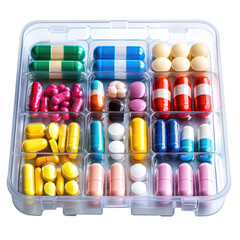 pills in blister packs on transparent background 