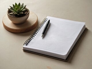 Notebook on a White Desk with Soft Natural Light
