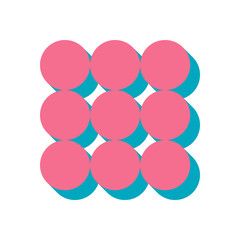 Bold Brutalist Abstract Shape. Modern icon of a circle and flat form. This graphic element showcases brutalism and features a distinct shadow, ideal for contemporary y2k design.