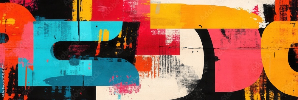 Poster bold modern typographic background with abstract oversized text and vibrant color contrasts showcasi
