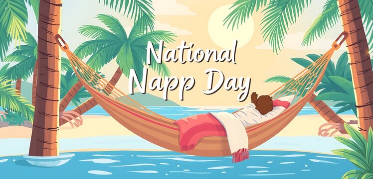 napping day, hammock in tropical setting, relaxation illustration - Powered by Adobe
