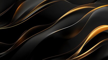 Elegant Black and Gold Abstract Background with Wavy Lines for Design