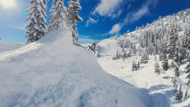 Backflip Snowboarding Slow Motion in Backcountry Powder