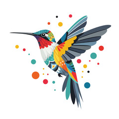 Obraz premium Fantasy world. Vector illustration of paradise hummingbird bird isolated on light background. Abstract drawing. Transparent PNG version.