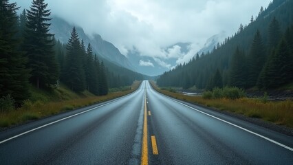 Naklejka premium Straight highway road