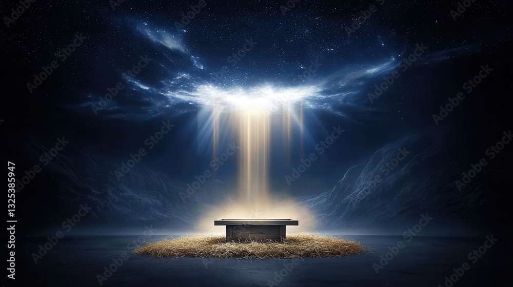 Wall mural a mystical and transcendent composition depicting an otherworldly celestial scene with an empty illu