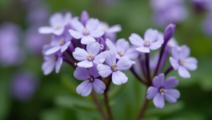Obraz premium Spring bloom of mountain blue creeping phlox in garden close-up