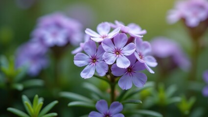 Fototapeta premium Spring bloom of mountain blue creeping phlox in garden close-up