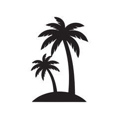 Fototapeta premium Black single palm tree silhouette icon vector iilustration.