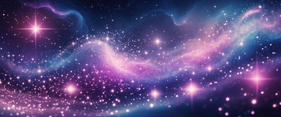 Naklejka premium Sparkling lights shimmering in otherworldly colors. Enchanting background in vivid dreamlike hues.