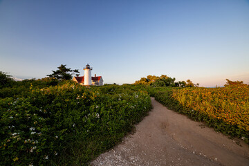 Sunset on Nobska Lighthouse in Cape Cod Massachusetts