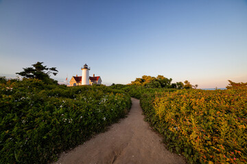 Sunset on Nobska Lighthouse in Cape Cod Massachusetts