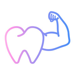 strong tooth Line Gradient Icon