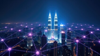 Smart city and intelligent network of things with wireless connection technologies concept