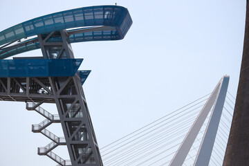 Fototapeta premium Partial close-up of the Winter Olympics large jump platform in Shougang Park, Shougang Industrial Heritage Park, Shijingshan, Beijing, China