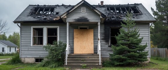 Small home ruined by fire.