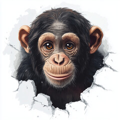 a cute chimpanzee, hole in the wall