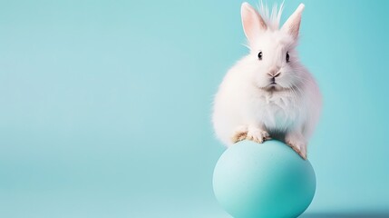 Easter Adorableness: A Fluffy Bunny's Blue Egg - Holding Delight