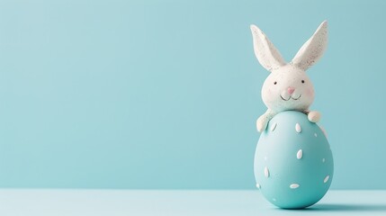 Easter Adorableness: A Fluffy Bunny's Blue Egg - Holding Delight