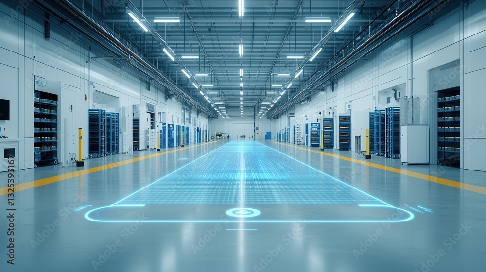 Poster a state of the art highly automated logistics hub that utilizes digital twin technology to optimize 