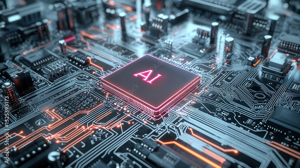 Poster this image depicts a highly advanced futuristic looking intelligence processor embedded within a com